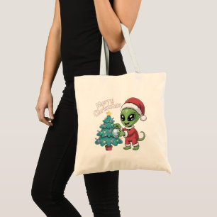 Süßer Alien Weihnachtsmann Lustiger Weihnachtsurla Tragetasche