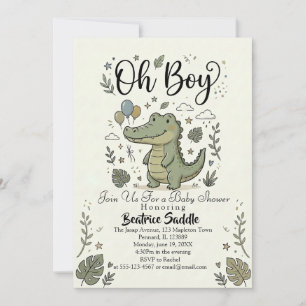 Süßer Alligator-Safari Oh Junge Jungle-Baby-Party Einladung