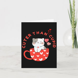 Süßer als Cupid Kawaii Katze In Tasse Fell Für Mam Karte