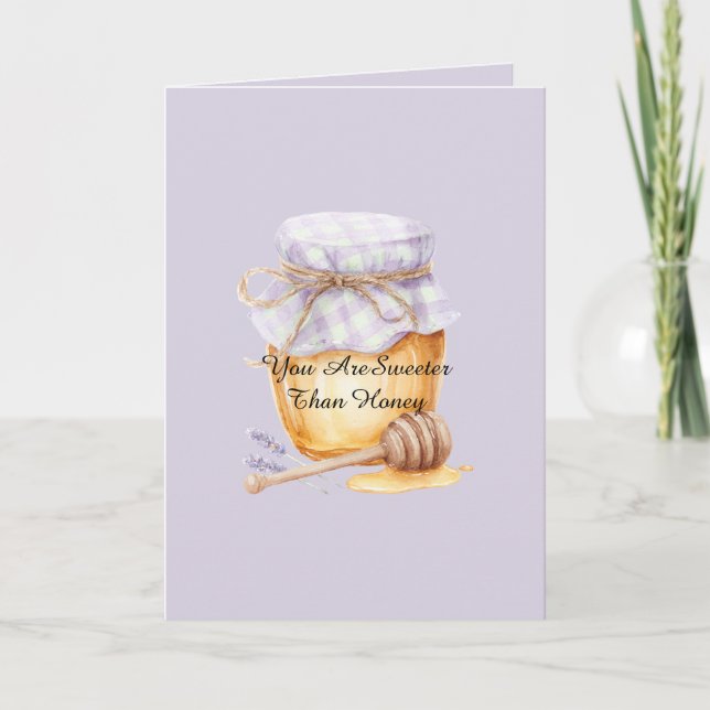 Süßer als Honig Lavendel-Glas-Liebe Karte (Vorderseite)