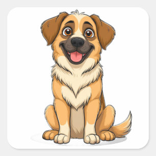 Süßer Anatolischer Hirtenhund Cartoon-Hund Quadratischer Aufkleber