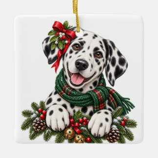 SÜßer ANBETUNGSWÜRDIGER WEIHNACHTS-DALMATINER-HUND Keramikornament