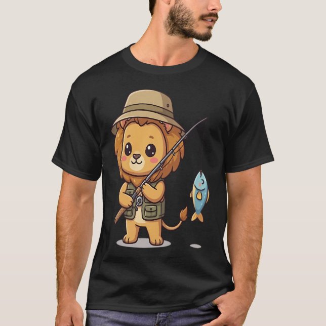 Süßer angelnder Löwe mit Fang T-Shirt (Vorderseite)