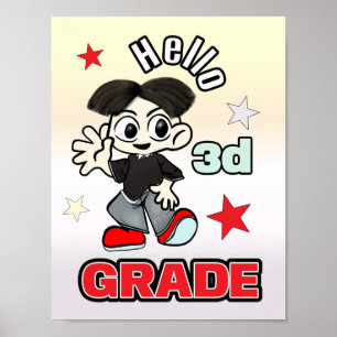Süßer Anime-Junge Hallo 3. Klasse Poster