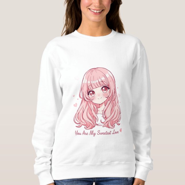 Süßer Anime-Valentins-Sweater Sweatshirt (Vorderseite)
