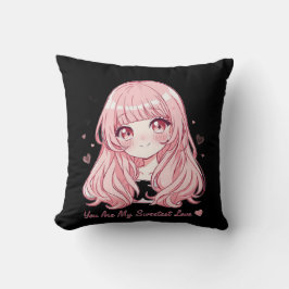 Süßer Anime-Valentins-Sweatshirt Kissen