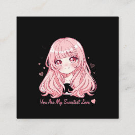 Süßer Anime-Valentins-Sweatshirt Quadratische Visitenkarte