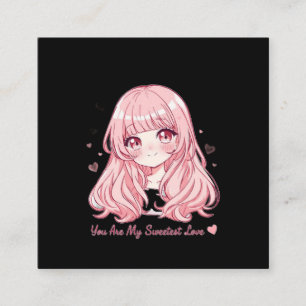 Süßer Anime-Valentins-Sweatshirt Quadratische Visitenkarte