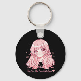 Süßer Anime-Valentins-Sweatshirt Schlüsselanhänger