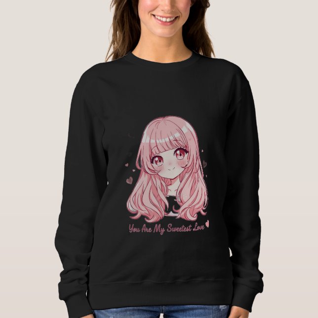 Süßer Anime-Valentins-Sweatshirt Sweatshirt (Vorderseite)