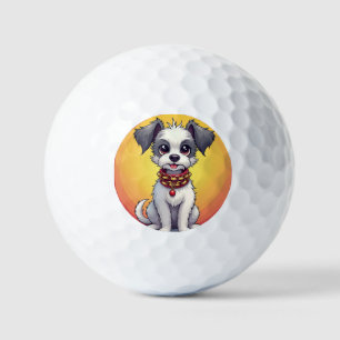 Süßer animierter Hund mit Halsband Golfball