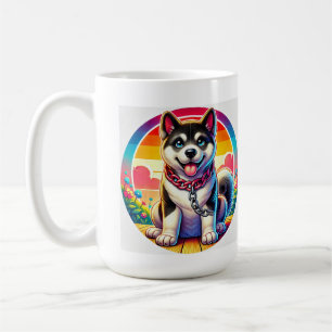 Süßer animierter Hund mit Halsband Kaffeetasse