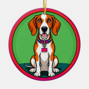 Süßer animierter Hund mit Halsband Keramik Ornament
