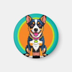 Süßer animierter Hund mit Halsband Magnet