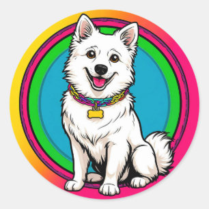 Süßer animierter Hund mit Halsband Runder Aufkleber