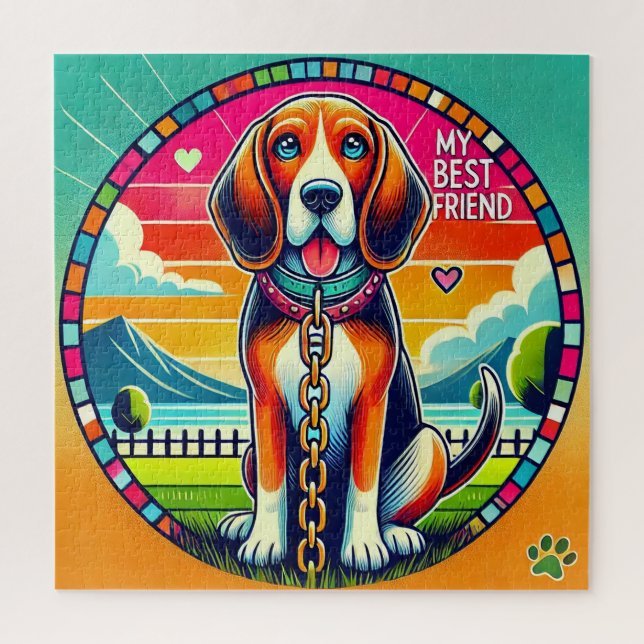 Süßer animierter Hund Puzzle (Vertikal)