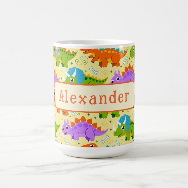 Süßer anpassbarer Dinosaurierdruck Kaffeetasse (Mittel)