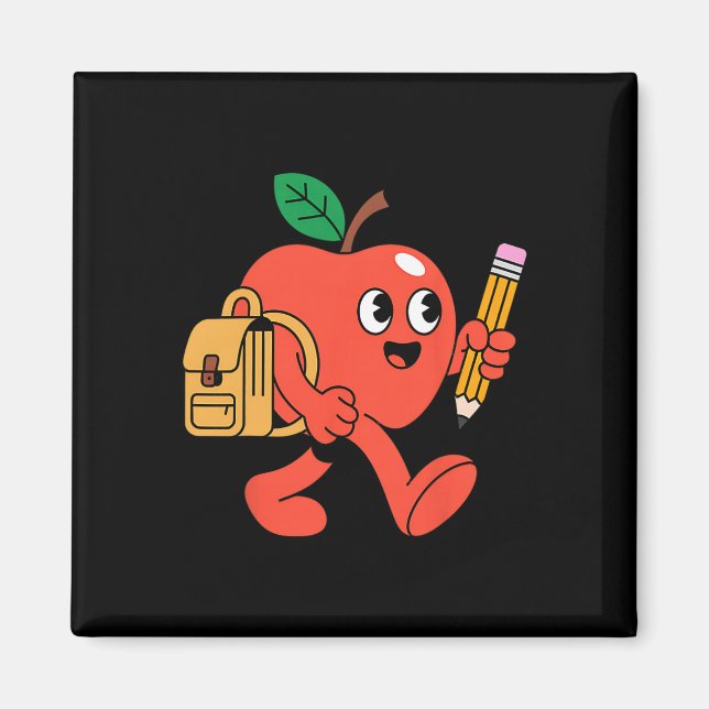 Süßer Apfel geht zurück zur Schule  Magnet (Vorne)