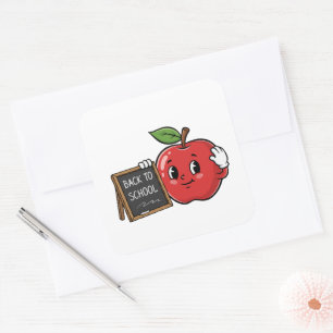 Süßer Apfel Zurück zur Schule Quadratischer Aufkleber