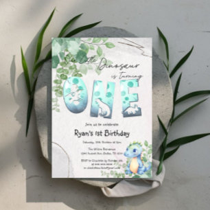 Süßer Aquarell-Baby-Dinosaurier zum 1. Geburtstag Einladung