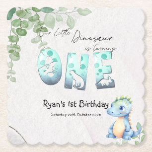 Süßer Aquarell-Baby-Dinosaurier zum 1. Geburtstag Untersetzer