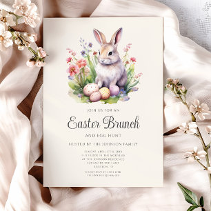 Süßer Aquarell-Hasen-Osterbrunch Einladung