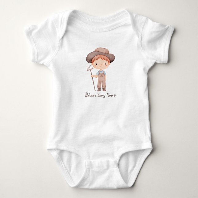 Süßer Aquarell junger Bauernjunge Baby Strampler (Vorderseite)