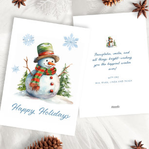 Süßer Aquarell moderner roter grüner weißer Schnee Feiertagskarte