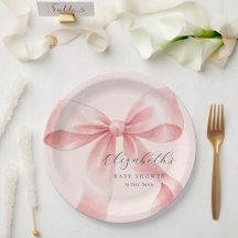 Süßer Aquarell-Rosa-Schleifen-Baby-Party
