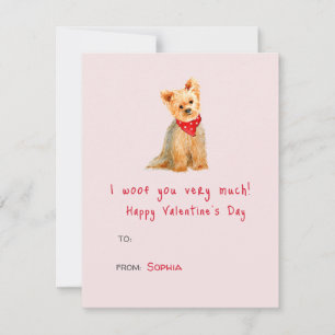 Süßer Aquarell-Yorkie-Hund zum Valentinstag Mitteilungskarte