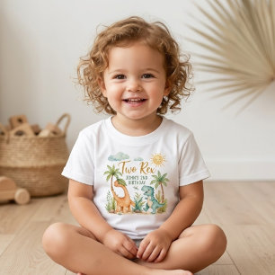 Süßer Aquarell-Zwei-Rex-Dinosaurier 2. Geburtstag Baby T-shirt