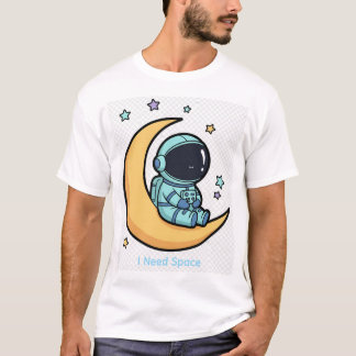 Süßer Astronaut auf dem Mond Kawaii Weltraum T-Shirt