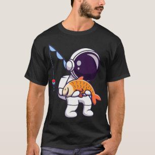 Süßer Astronaut-Fischer, der eine Fischkarikatur t T-Shirt