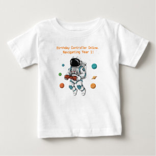 Süßer Astronaut Gamer 1. Geburtstag   Navigierend Baby T-shirt