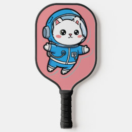 Süßer Astronaut Katzen Custom Foto Pickleball Schl Schläger