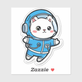 Süßer Astronaut Katzen Kawaii Aufkleber 4x4