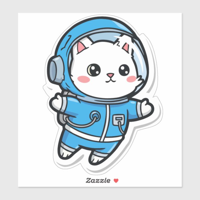 Süßer Astronaut Katzen Kawaii Aufkleber 8x8 (Blatt)