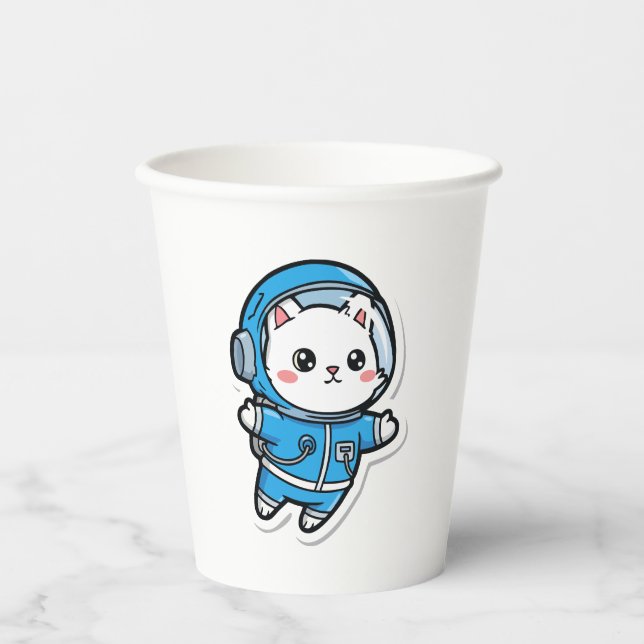 Süßer Astronaut Katzen Pappbecher (Vorderseite)