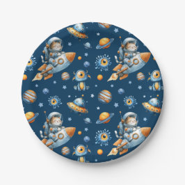 Süßer Astronaut Katzen Weltraum Galaxie Muster Nav Pappteller