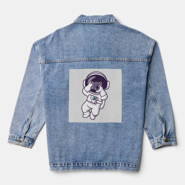 Süßer Astronaut  Personalisierte Jeans  Jeansjacke (Rückseite)