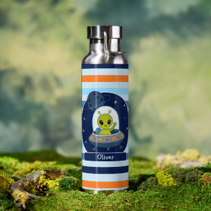 Süßer Außerirdischer im UFO-Weltraum-Kindernamen  Trinkflasche