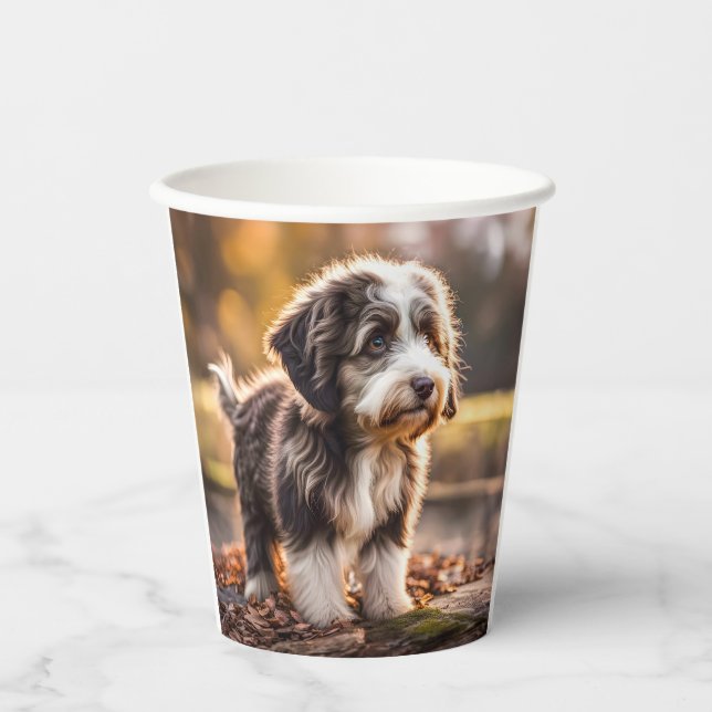 Süßer Aussiedoodle Welpe Pappbecher (Vorderseite)