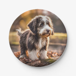 Süßer Aussiedoodle Welpe Pappteller