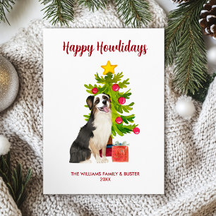 Süßer Australian Shepherd-Hund Familien-Weihnachte Feiertagskarte