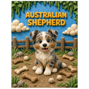 Süßer Australian Shepherd Welpe, Baby Hund Postkarte