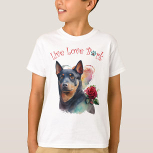 Süßer australischer Kelpie-Hund Blumenmuster T-Shirt