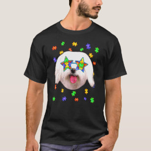 Süßer Autismus Malteser Hund Puzzle Sonnenbrille H T-Shirt