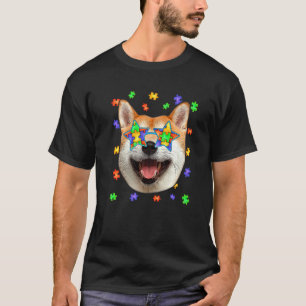 Süßer Autismus Shiba Inu Hund Puzzle Sonnenbrille T-Shirt