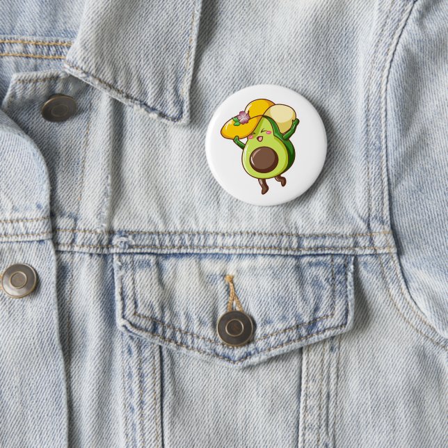 Süßer Avocado-Anstecker – Fröhliche & Glückliche V Button (Beispiel)