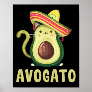 Süßer Avogato Lustiger Cinco De Mayo Katze Avocado Poster
